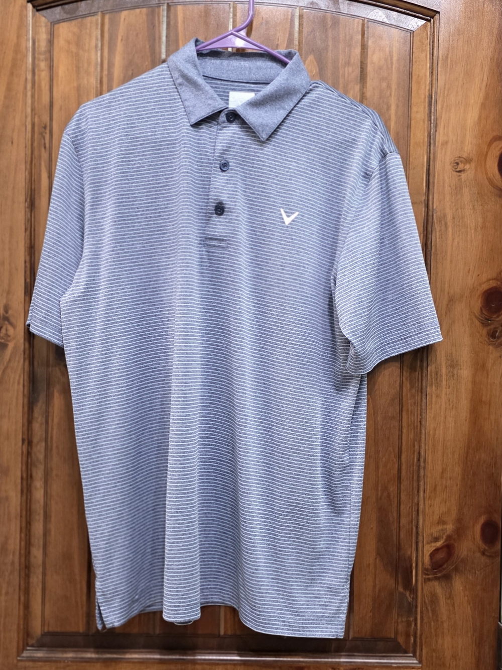 Callaway Blue Striped Performance Polo with White Logo